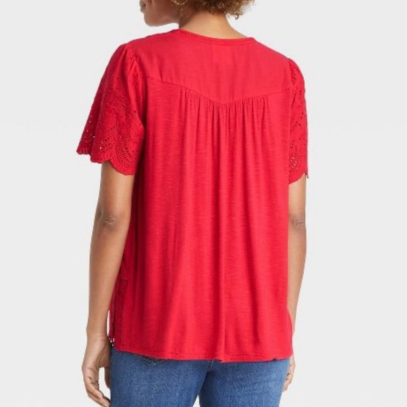 New Knox Rose top short sleeve eyelet peasant cotton black - Picture 13 of 16